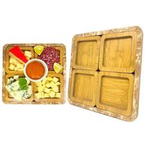 Conjunto 4 Petisqueira Quadrada MDF Amadeirado Para Servir Conjunto 4 Petisqueira Quadrada MDF Amadeirado Para Servir