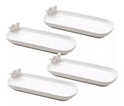 Conjunto 4 Petisqueiras em Porcelana Birds 7x16x3,5cm Wolff