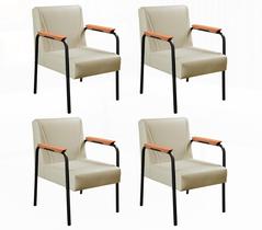 Conjunto 4 Poltronas Jade Moderna Braço Metal Cadeira Decorativa Sala Recepção
