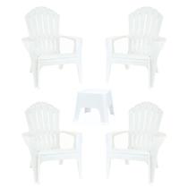 Conjunto 4 Poltronas Miami + Mesa Sunset Cor Branco