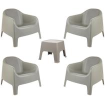 Conjunto 4 Poltronas Skarpo Cinza + Mesa Sunset Cinza