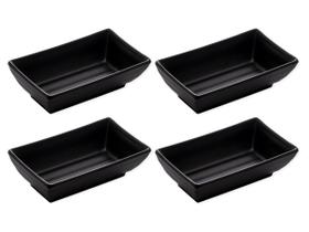 Conjunto 4 Porta Shoyus Retangulares De Melamina Tóquio Preto Conjunto 4 Porta Shoyus Retangulares De Melamina Tóquio Preto