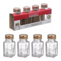 Conjunto 4 Porta Temperos Condimentos Saleiro Cozinha Chef