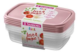 Conjunto 4 Pote Plástico Retangular Linha Fácil Sanremo 1,8l