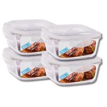 Conjunto 4 Pote Vidro Hermético Marmita Tampa Plástico 320ml Conjunto 4 Pote Vidro Hermético Marmita Tampa Plástico 320ml