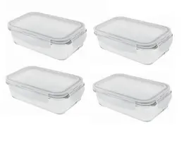 Conjunto 4 Pote Vidro Hermético Marmita Tampa Plástico 450ml