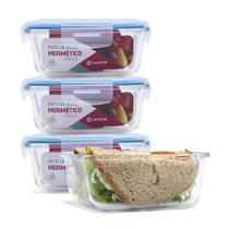 Conjunto 4 Pote Vidro Hermético Marmita Tampa Plástico 800ml