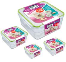 Conjunto 4 Potes 100%hermético Mantimentos Quadrado Lig Brin Conjunto 4 Potes 100%hermético Mantimentos Quadrado Lig Brin