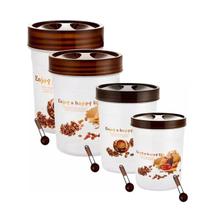 Conjunto 4 potes alimentos com colheres medida mantimento