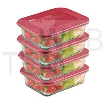 Conjunto 4 Potes de Vidro Vitazza 1L para Marmita Sustentáveis, Retangulares e Perfeitos para Armazenamento de Alimentos no Microondas e Freezer Conjunto 4 Potes de Vidro Vitazza 1L para Marmita Sustentáveis, Retangulares e Perfeitos para Armazenamento de Alimentos no Microondas e Freezer