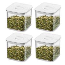 Conjunto 4 Potes Hermetico Acrilico Mantimento 600 Ml Organiza