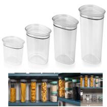 Conjunto 4 Potes Herméticos Com Tampa Mantimentos Armário Cozinha Block - KTE 015 Ou
