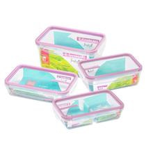 Conjunto 4 Potes Herméticos de 2L 1,24L 820ml e 730ml Rosa Marmita Fitness Dieta Organização Comida Conjunto 4 Potes Herméticos de 2L 1,24L 820ml e 730ml Rosa Marmita Fitness Dieta Organização Comida