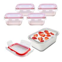 Conjunto 4 Potes Herméticos De Vidro Borossilicato Fit Frutas Tampa Condimentos 200mL Conjunto 4 Potes Herméticos De Vidro Borossilicato Fit Frutas Tampa Condimentos 200mL
