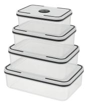 Conjunto 4 Potes Herméticos Quadrado de Plástico Com Tampa