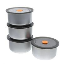 Conjunto 4 Potes Herméticos Redondo Marmita Inox 450ml