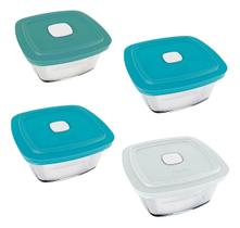 Conjunto 4 Potes Marmita Vasilha Vidro C/ Tampa 500ml Nadir Conjunto 4 Potes Marmita Vasilha Vidro C/ Tampa 500ml Nadir