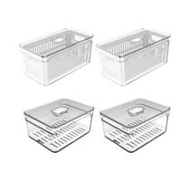 Conjunto 4 Potes Organizadores de Geladeira Verduras Legumes