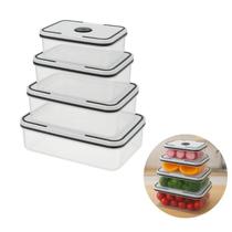 Conjunto 4 Potes Quadrado c/ Tampa 500ml/900ml/1300ml/2000ml Conjunto 4 Potes Quadrado c/ Tampa 500ml/900ml/1300ml/2000ml