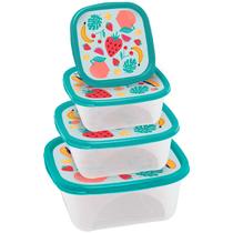 Conjunto 4 Potes Quadrado Com Tampa Para Armazenamento, 230ml, 390ml, 690ml E 1200ml Conjunto 4 Potes Quadrado Com Tampa Para Armazenamento, 230ml, 390ml, 690ml E 1200ml