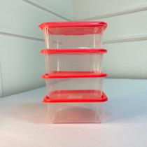 Conjunto 4 potes quadrado tampa colorida kit utensílios de cozinha