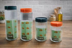 Conjunto 4 Potes Redodndo de Vidro com Tampa