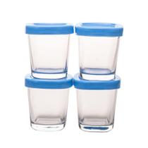 Conjunto 4 Potes Vidro Armazenamento Leite Materno E Alimentos Bpa Free Capacidade 150 Ml Cor Azul