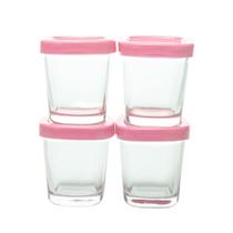 Conjunto 4 Potes Vidro Armazenamento Leite Materno E Alimentos Bpa Free Capacidade 150 Ml Cor Rosa