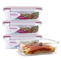 Conjunto 4 Potes Vidro Hermético Mantimento Marmita 1040ml Conjunto 4 Potes Vidro Hermético Mantimento Marmita 1040ml