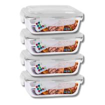 Conjunto 4 Potes Vidro Hermético Marmita Mantimentos 640ml