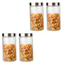 Conjunto 4 Potes Vidro Rattan Tampa Inox 1700ml Class Home Conjunto 4 Potes Vidro Rattan Tampa Inox 1700ml Class Home
