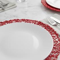 Conjunto 4 Pratos Branco Suflair Vermelho Mesa Posta Servir