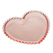 Conjunto 4 Pratos Cristal Coração Rosa Pearl Wolff