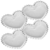 Conjunto 4 Pratos de Cristal Coração Pearl 13x10,5cm