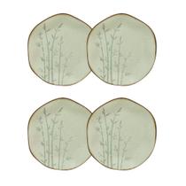 Conjunto 4 Pratos de Sobremesa 21,5 cm Ryo Bambu Porcelana Oxford