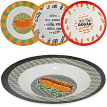 Conjunto 4 Pratos Em Melamina Temático De Cachorro Quente
