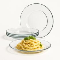 Conjunto 4 Pratos Fundos Vidro Mesa Posta Jantar Elegante Cozinha Dona de casa