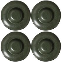Conjunto 4 Pratos para Risotos Massas Porto Brasil Greenery 340ml Cerâmica Stoneware Verde