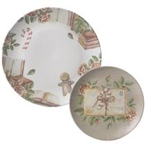 Conjunto 4 Pratos Raso 4 Sobremesa Postais de Natal Porto Brasil