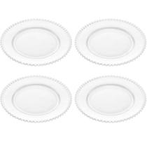 Conjunto 4 Pratos Rasos de Jantar em Cristal Wolff Pearl 28cm Transparente com Borda Conjunto 4 Pratos Rasos de Jantar em Cristal Wolff Pearl 28cm Transparente com Borda