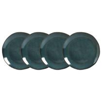 Conjunto 4 Pratos Rasos para Sushi Cerâmica Orgânico Oceano