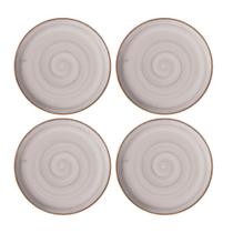 Conjunto 4 Pratos Sobremesa Cerâmica Caoba 21,2cm Cinza