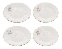 Conjunto 4 Pratos Sobremesa Porcelana Flower 19cm Wolff