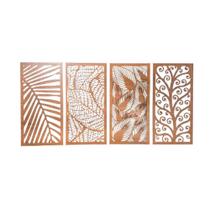 Conjunto 4 Quadro Grande Folhas Decorativo Escultura Parede