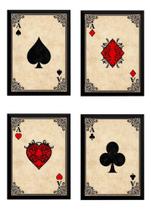 Conjunto 4 Quadros A4 Baralho Poker Jogo De Cartas As Conjunto 4 Quadros A4 Baralho Poker Jogo De Cartas As