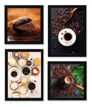 Conjunto 4 Quadros Decoração Cozinha Café Fotografias