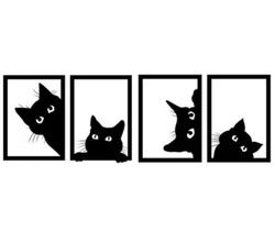 Conjunto 4 Quadros Vazados em MDF Gato