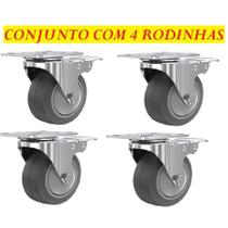 Conjunto 4 Rodinhas 8x6cm Giratórias Para Moveis Pesado Reforçado Multiúso Prático De Colocar E Fácil Multiúso Prático