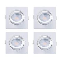 Conjunto 4 Spot Led Quadrado Embutir Alltop 7w Branco Frio