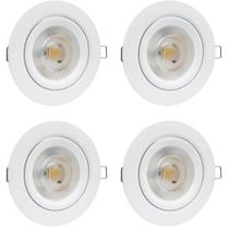 Conjunto 4 Spot Led Redondo Embutir 12W Branco Quente Bivolt - Iluminação Aconchegante e Econômica